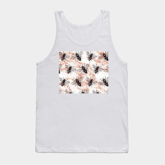 Bees on rose gold marble Tank Top by marbleco